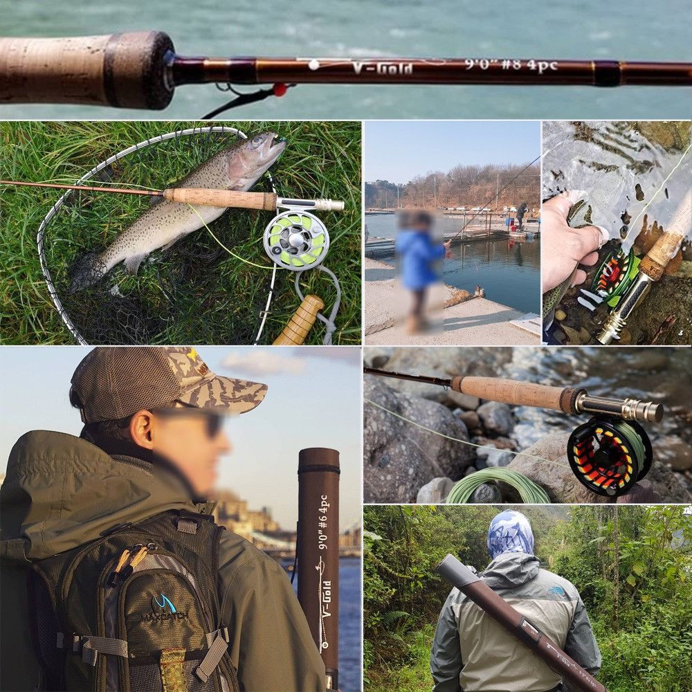 V-Gold Fly Fishing Rod 4/5/6/8WT 9FT Fast Action IM12 Carbon Top Grade