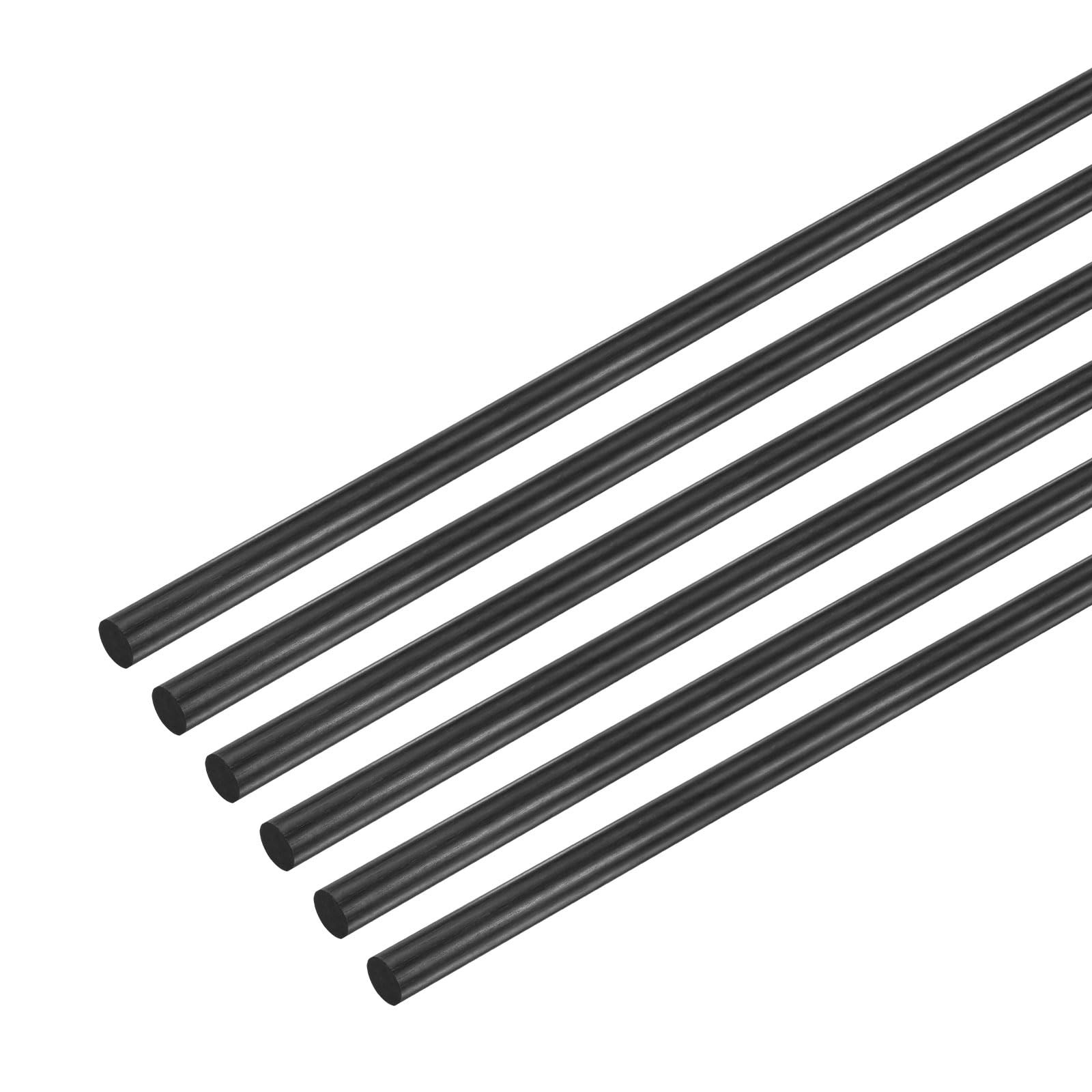 M METERXITY 6-Pack Carbon Fiber Rods, 200mm Length 3mm Dia x 3mm, Black