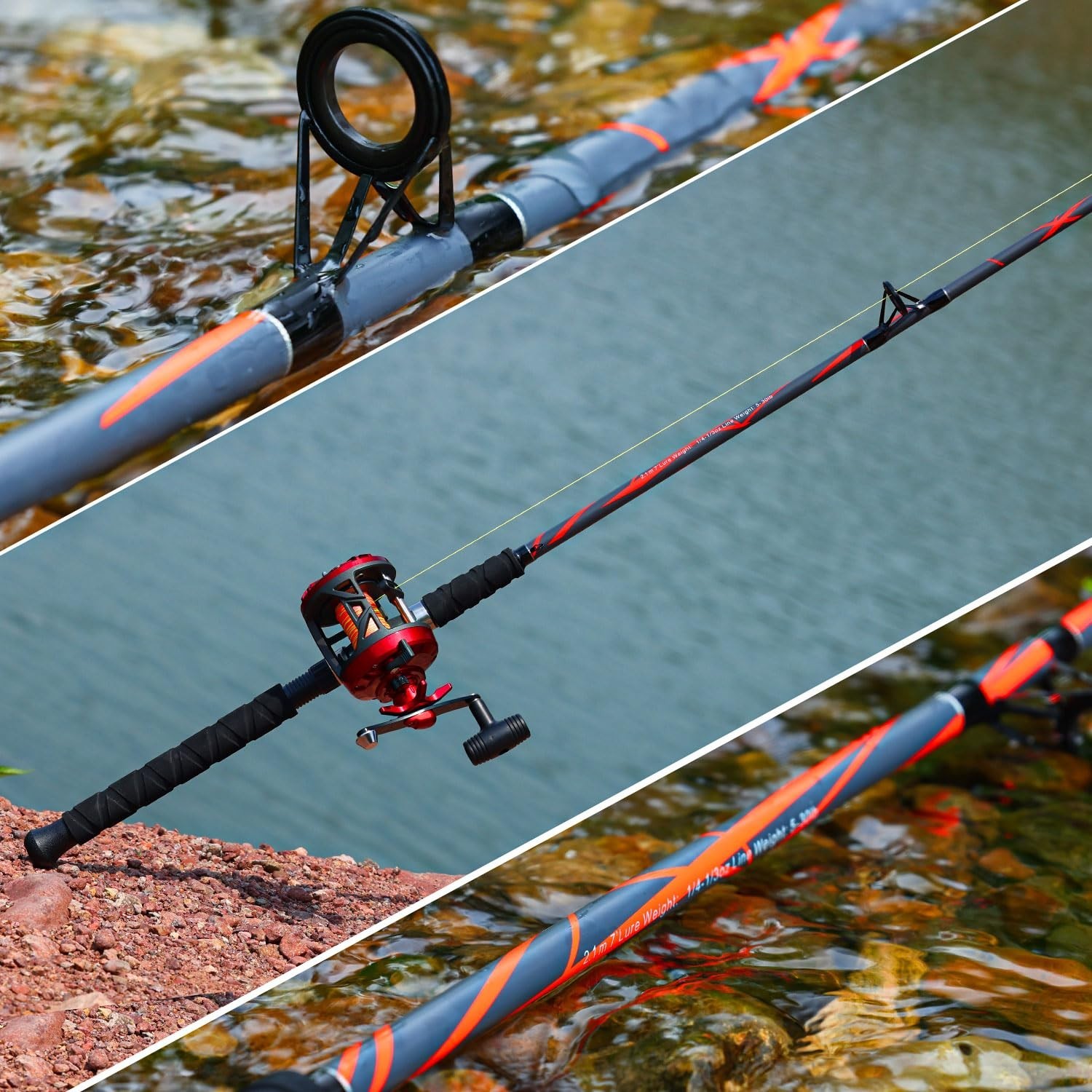7’0″ Spinning Fishing Rod – Strong Carbon & Glass Composite, Stainless Steel Gui