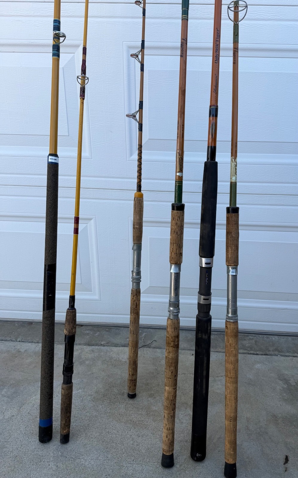 Salt water fishing rods. Various sizes and brands. Lot of 6
