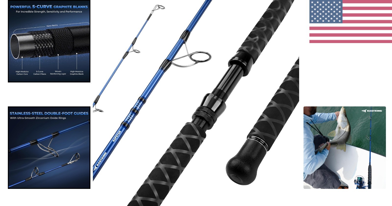Kapstan Saltwater Spinning Rod, Boat & Surf Fishing Rod, Lightweight S-Curve …