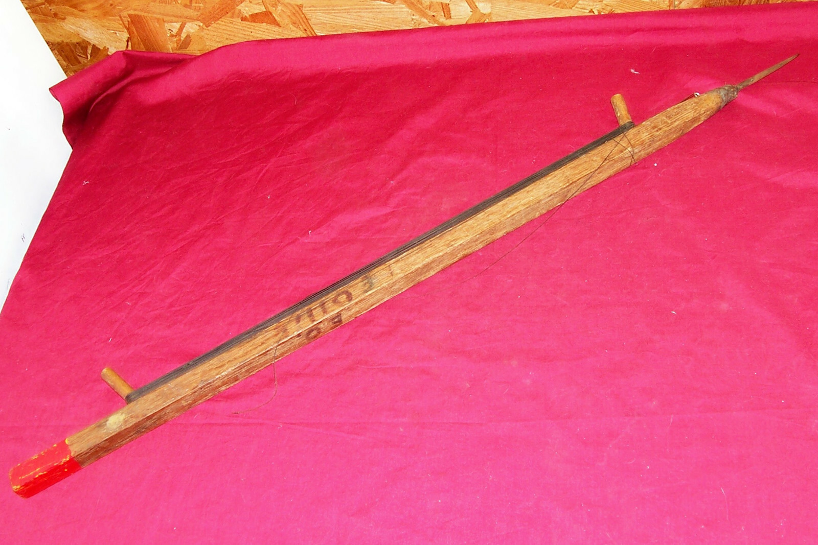 Old Antique Hand Home Made Custom Wood Wooden Ice Fishing Rig Pole Line Vintage