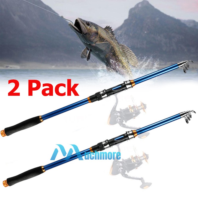 2x 7FT Carbon Fiber Telescopic Fishing Rod Travel Spinning Rod Pole Ultra Light