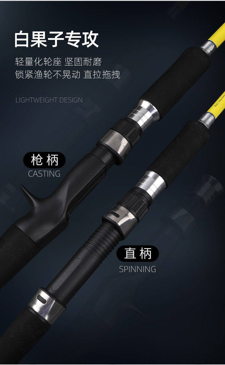 Boat Fishing Rod 6ft Carbon Fiber Spinning Casting Rod 2 Section Trolling Pole
