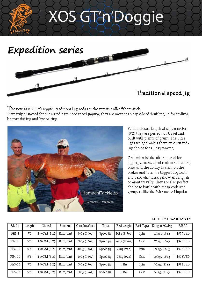 2018 HAMACHI 5’6 XOS GT’n’Doggie Exp PE3-8 (30 – 80lb ) Japanese jig fishing rod