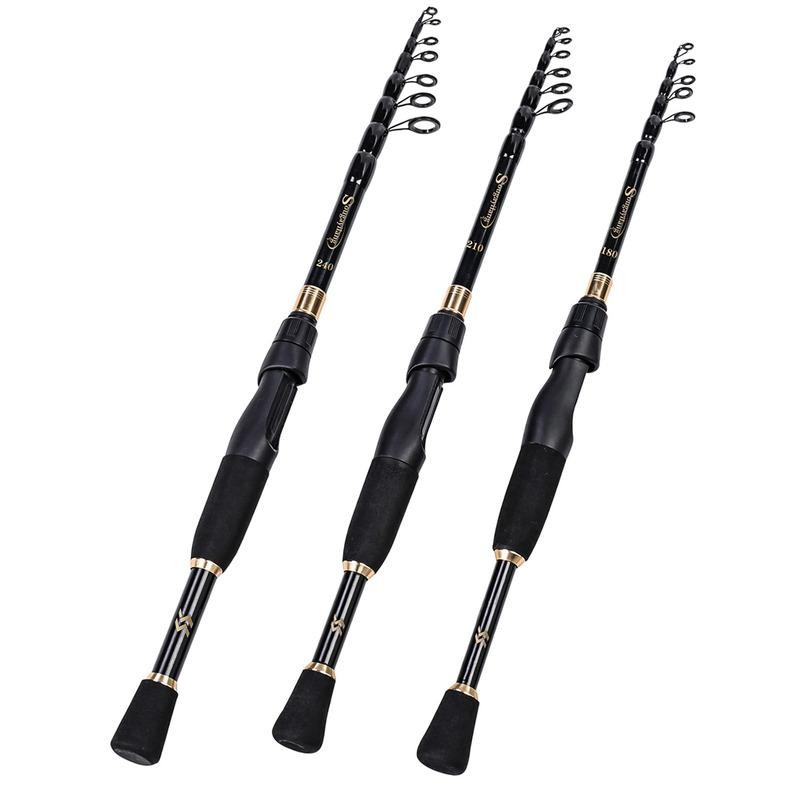 Sougayilang Telescopic Fishing Rod Carbon Fiber Ultralight Spinning Pole 1.8-2.4