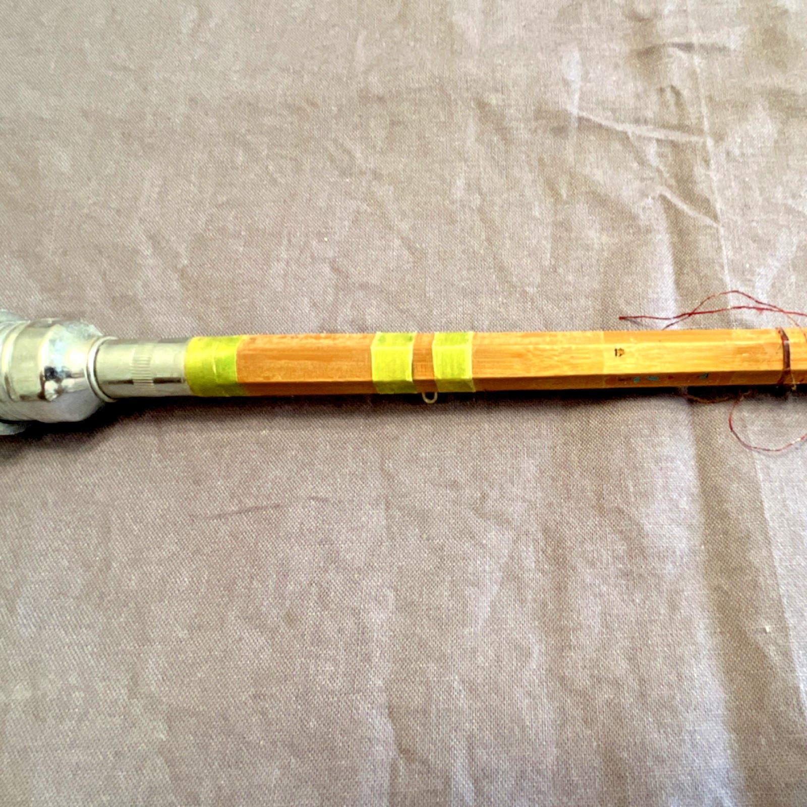 Bamboo Fly Fishing Rod 9ft 3pc Cork Handle Metal Ferrules Vintage