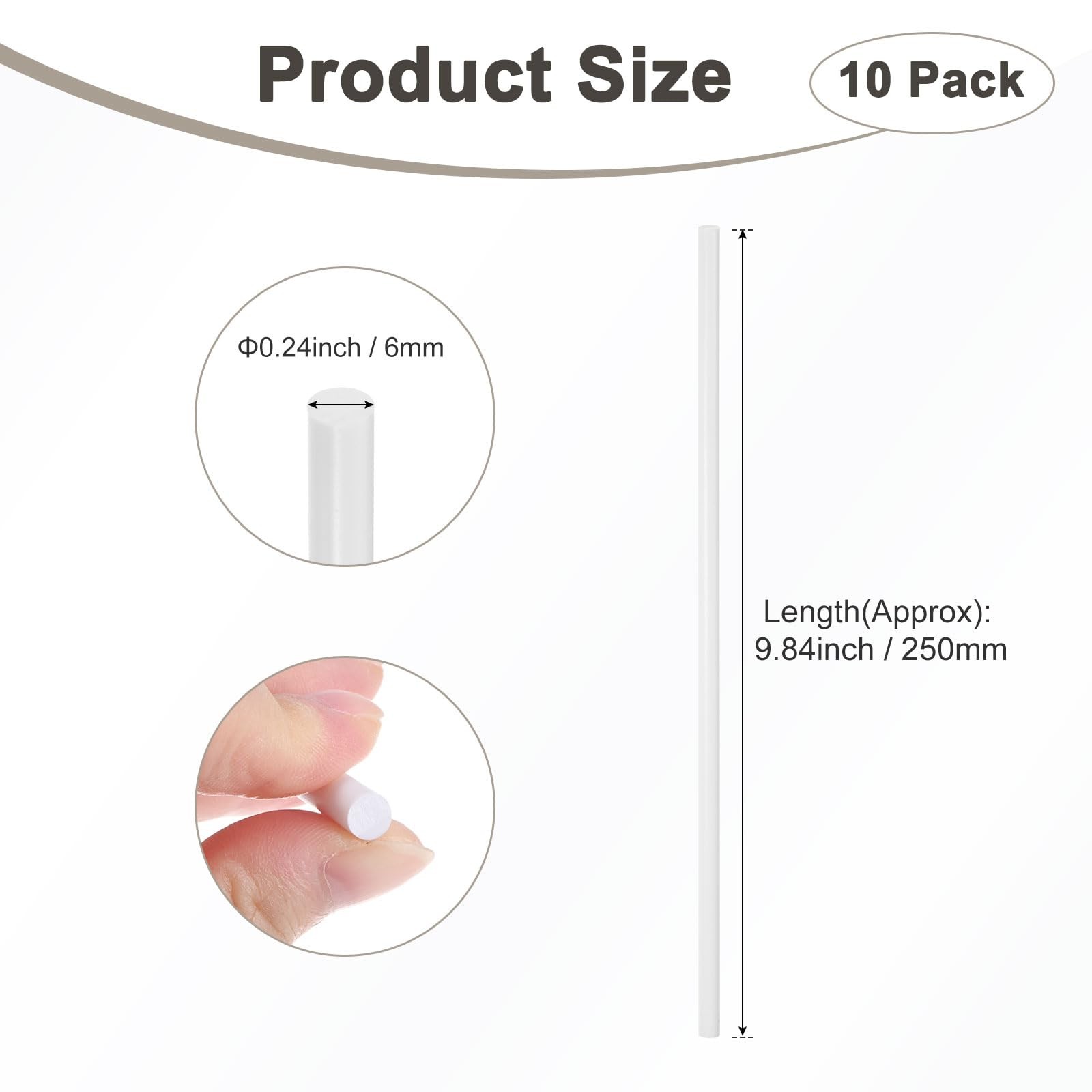 10-Pack Round Plastic Bars Rods, 6mm x 250mm ABS Smooth Plastic Tube Rod for …