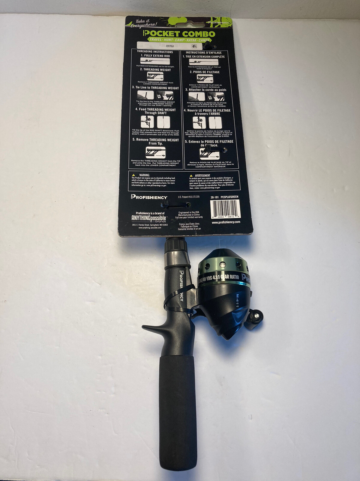 ProFISHiency SPLATGREEN Telescopic Rod & Reel Pocket Combo Fishing Pole New