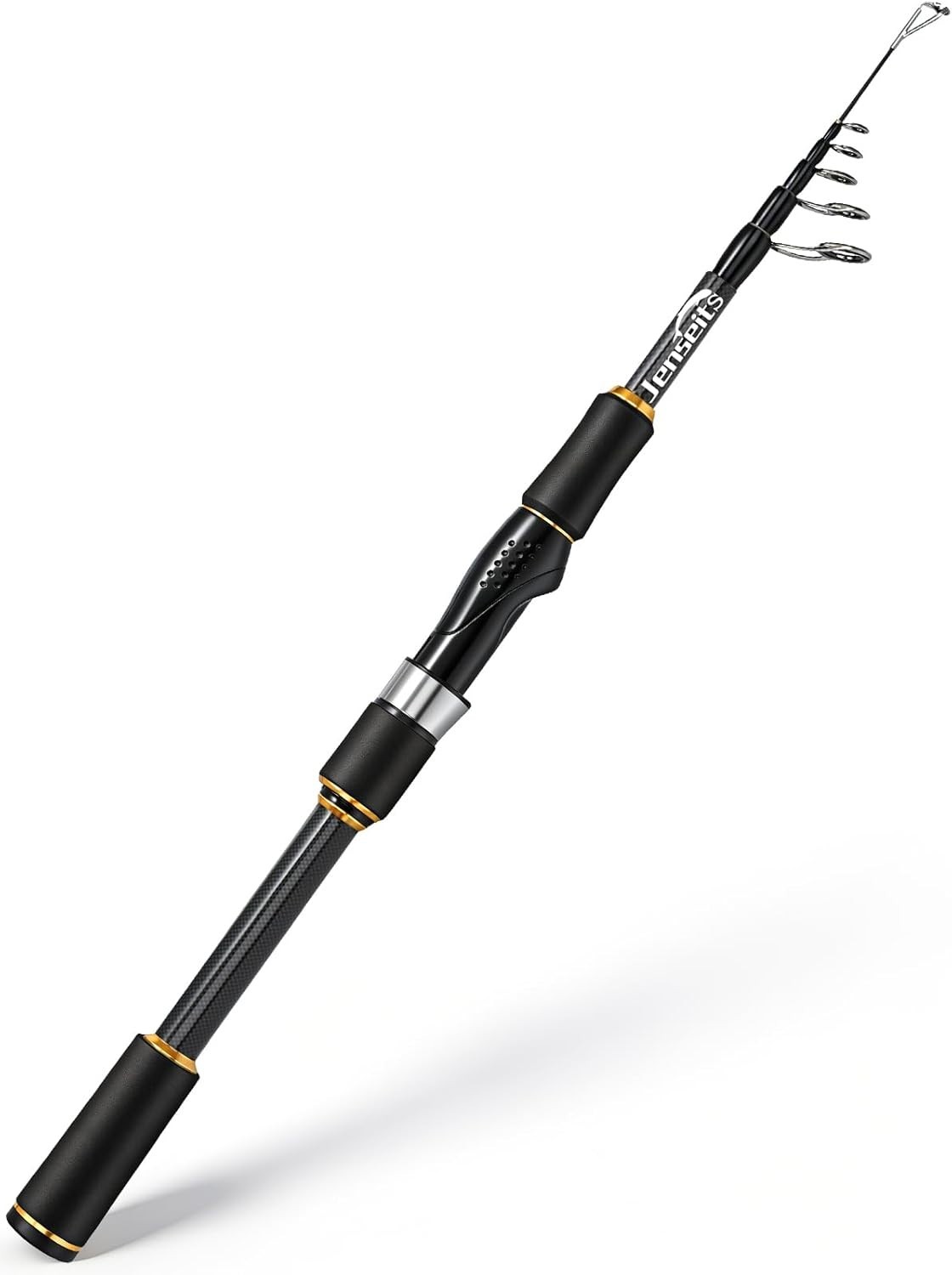 Travel Fishing Rod, Telescopic & 4-Piece Portable 24T Carbon Fiber Rod, Stain…