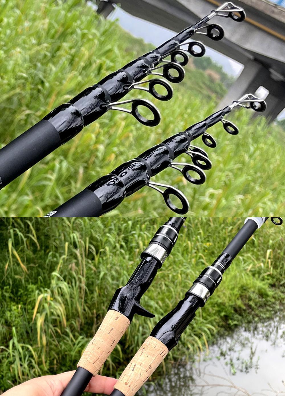 Ultra-Light Fishing Rod Carbon Fiber Spinning Casting Pole Handle Telescopic Sea