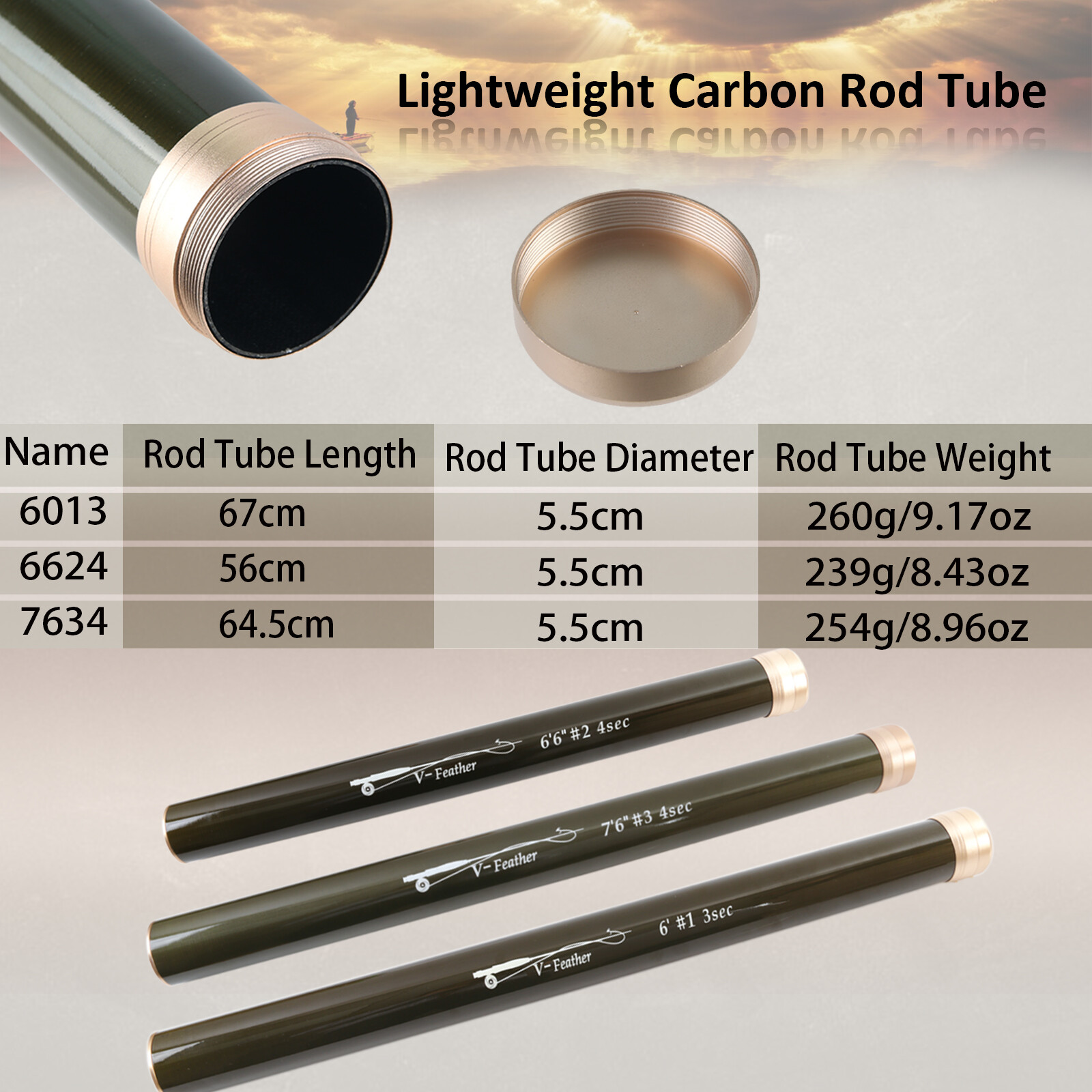 Maxcatch Feather Fly Fishing Rod 1/2/3wt 6’/6’6″/7’6″ Graphite IM10 with tube