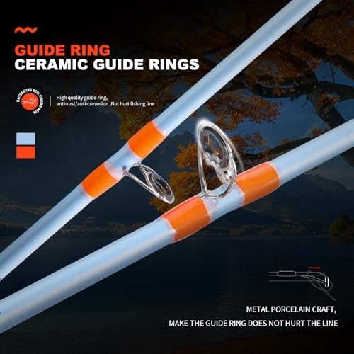 Fishing Reel Rod Combo, 24Ton Graphite Blanks 2-Piece Casting & Spinning Rod