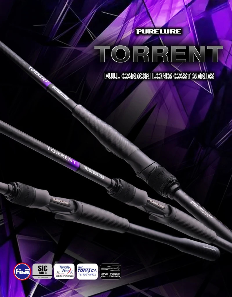 PURELURE TORRENT Spinning Rod 8FT 9FT F Action High Carbon Fuji SIC