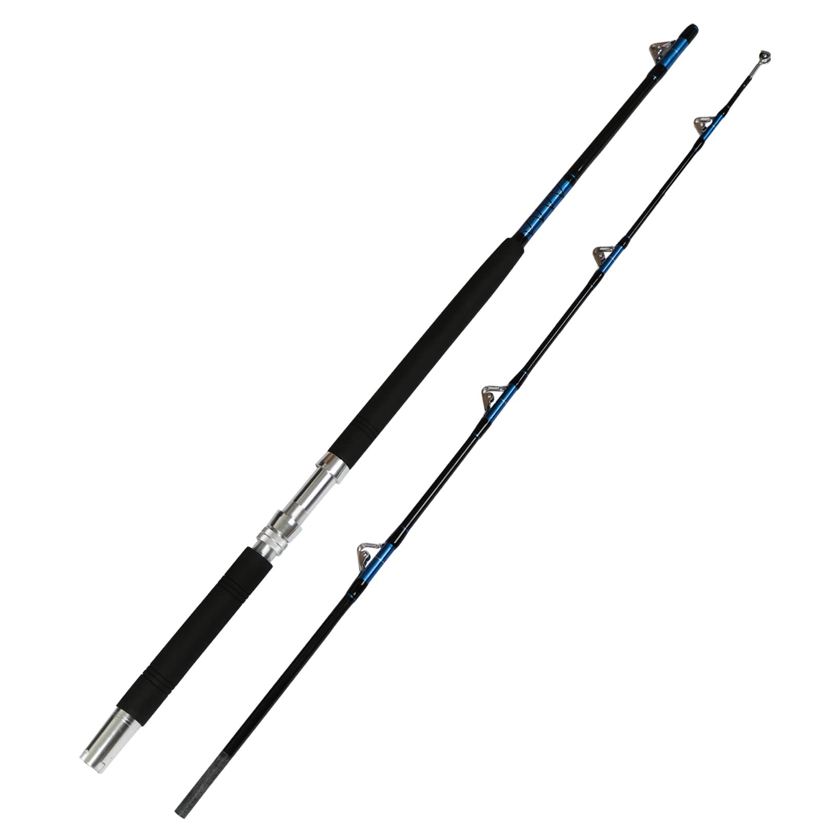 Fiblink Saltwater Offshore Heavy Trolling Fishing Rod 6′, Blue,Silver,Black
