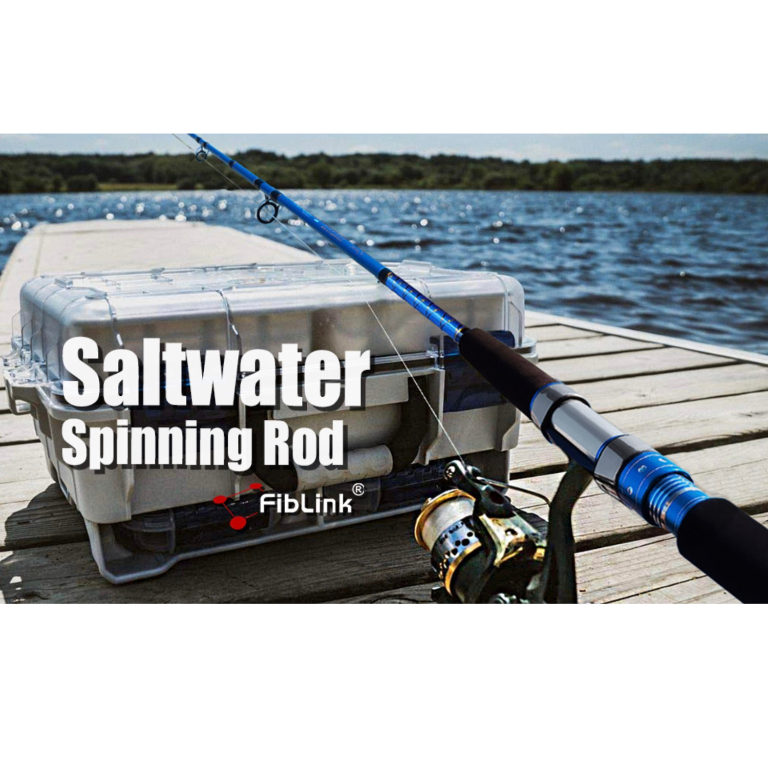 Fiblink 6ft Heavy Saltwater Spinning Rod 2Pc Offshore Graphite EVA Grip Durable