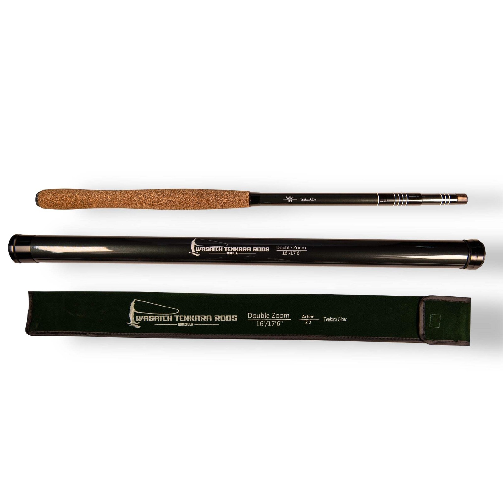 Wasatch RodZilla 16′-17’6″ Double Zoom 8:2 Action Carbon Tenkara Rod w/ Rod Tube