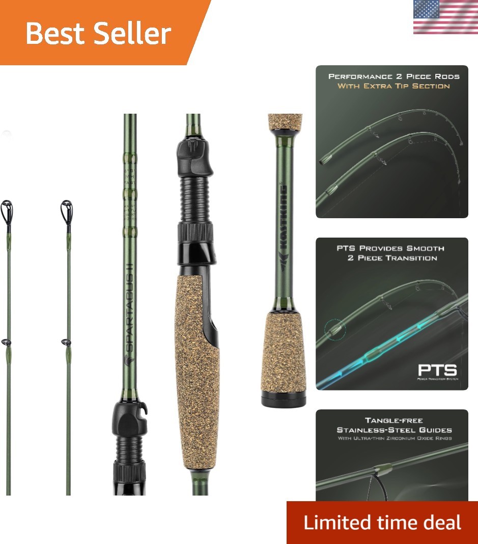 Light Power 78 Inch Spartacus II Fishing Rod – Deluxe for Spinning and Casting