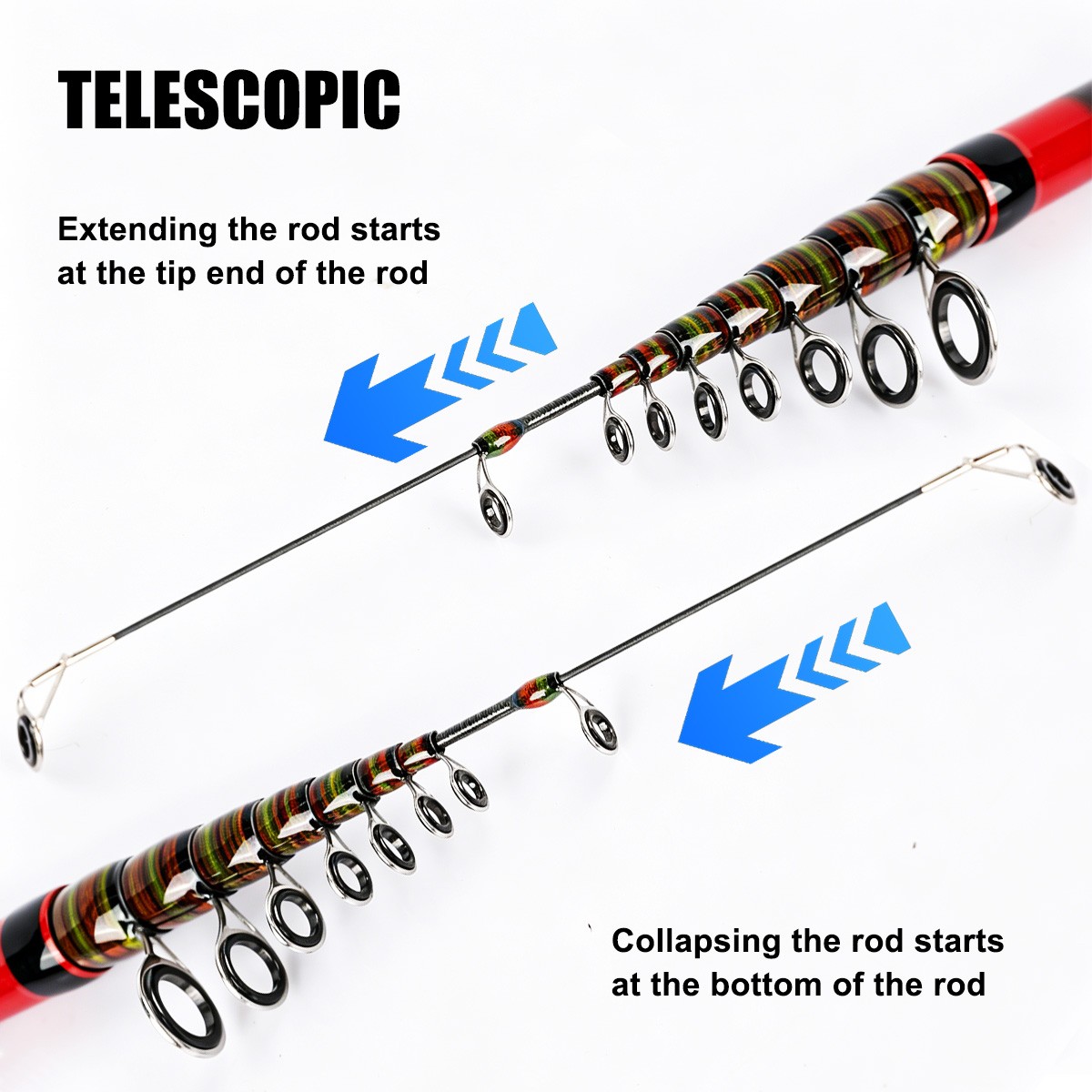 3.0m Carbon Fiber Telescopic Fishing Rod Portable Spinning Pole Sea Freshwater