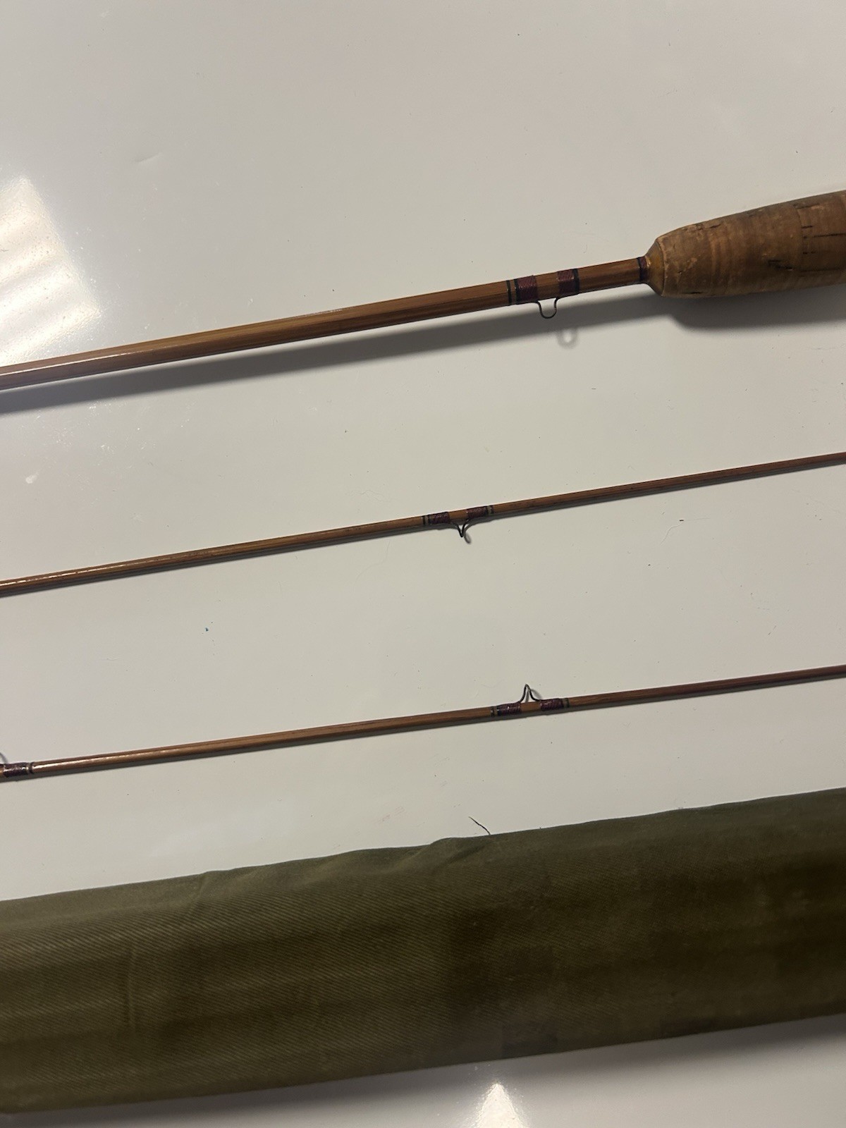 Rare Charles Kent 7’6” Split Bamboo Fly Rod | 3 Piece / 2 Tips | Original Tube &