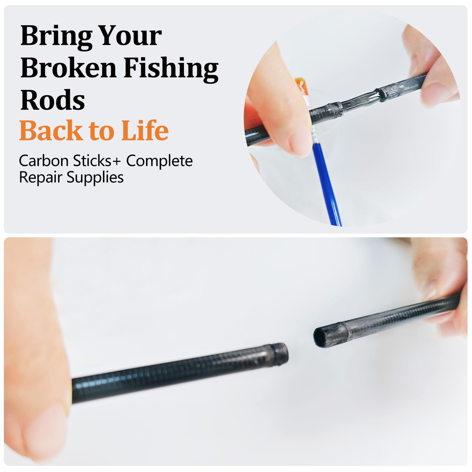 Aventik Fishing Rod Repair Kit Complete with Accesssories, Carbon Fiber Stick Fi