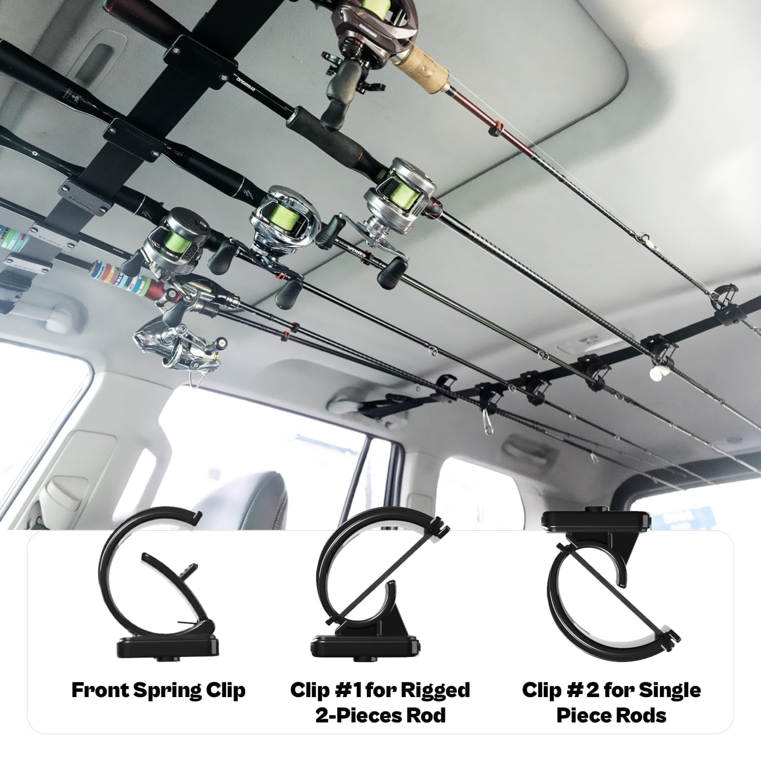 Fishing Rod Racks for Car, Quick-Clip System Pole Vertical