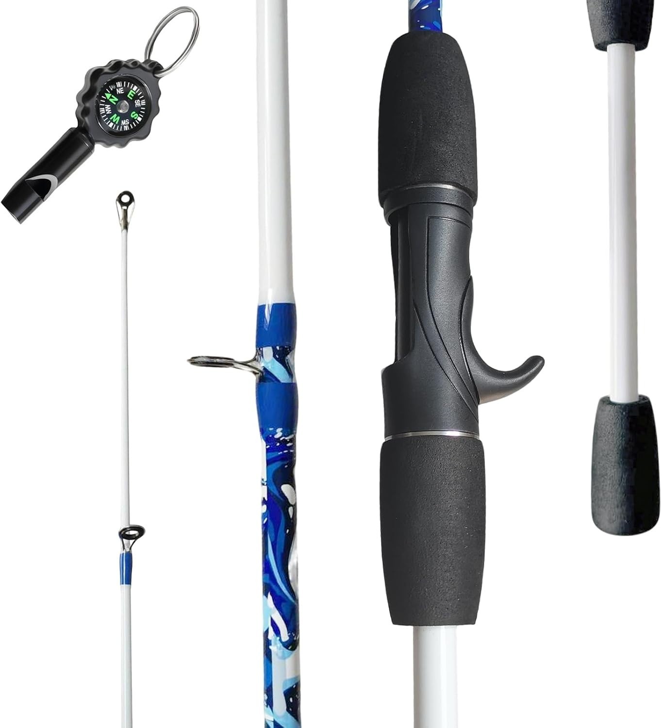 6’6″ Fiberglass Casting Rod, 2-Piece Skull Design, Durable & Sensitive with S…