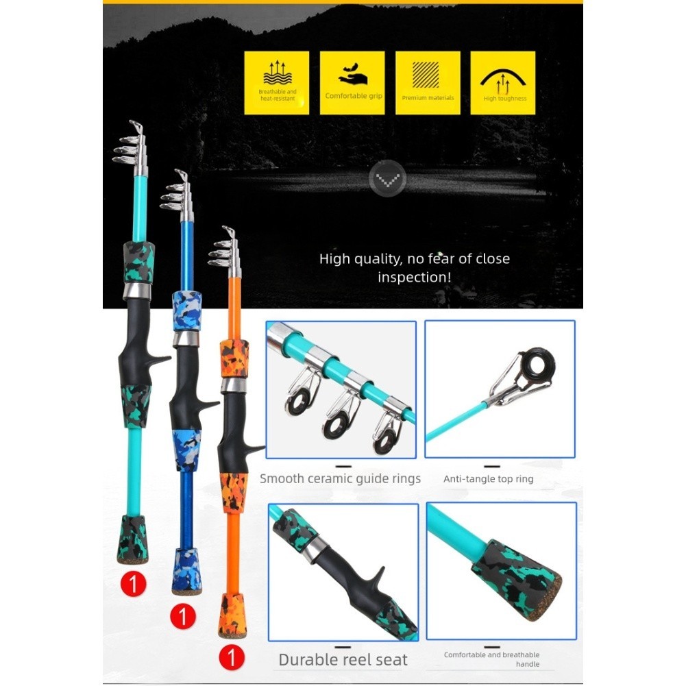 Children Fishing Pole Set with Fiberglass Rod Reel and Complete Fishing Kit