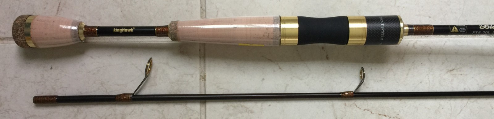 High modulus Graphite Trout Spin Rod – 2 section 7’0″ – Light Guides -New