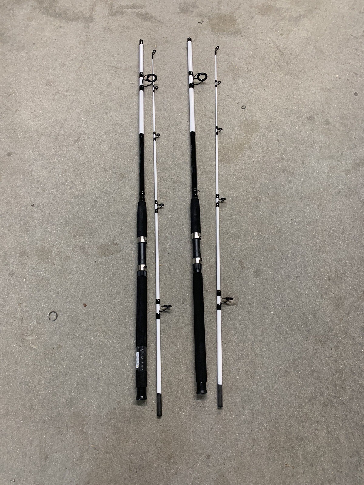 Lot of 2 Tsunami Spear 8’ Spinning Rod 2pc MEDIUM Saltwater Or Catfish White