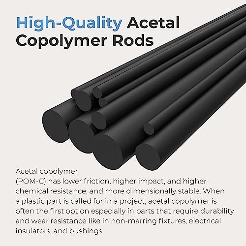 (Pack) Round Acetal Copolymer Rods – Standard Tolerance 1 ½ 1.5″ x 12″ 2 Black