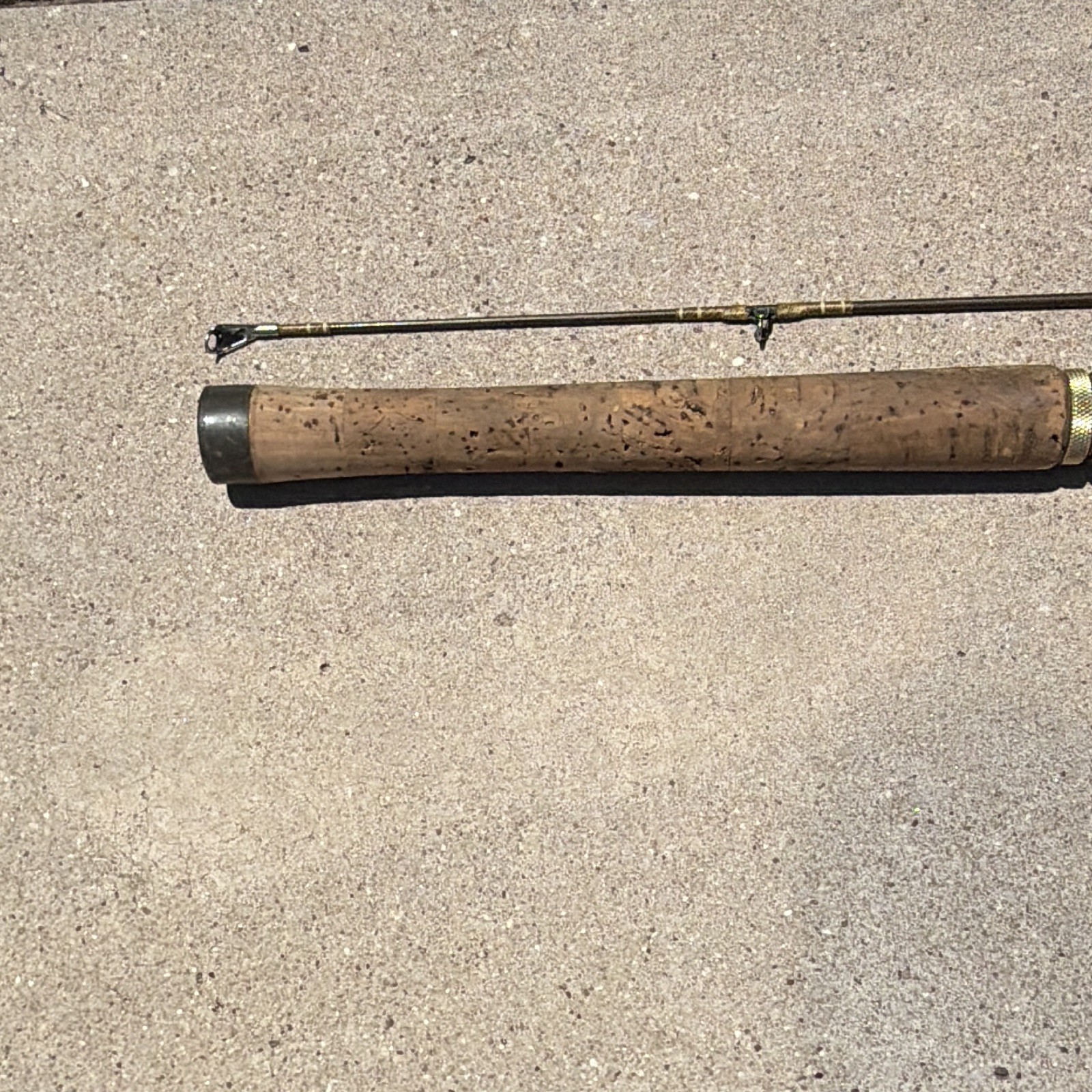Vintage Abu Garcia 7’6” One Piece Fishing Rod Cork Handle Brown Fiberglass