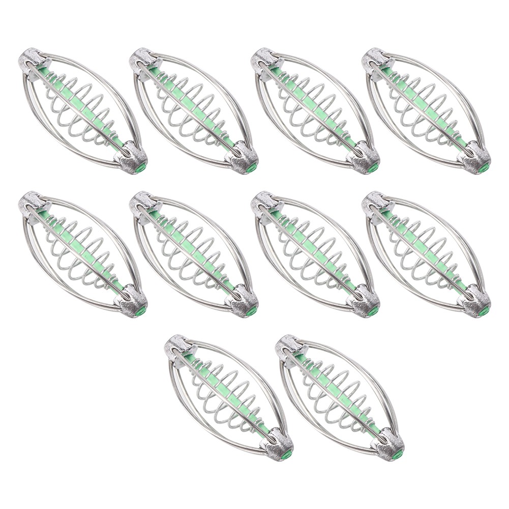 N- 10PCS Stainless Steel Spring Fishing Feeder Bait Cage Holder Tackle Accessory