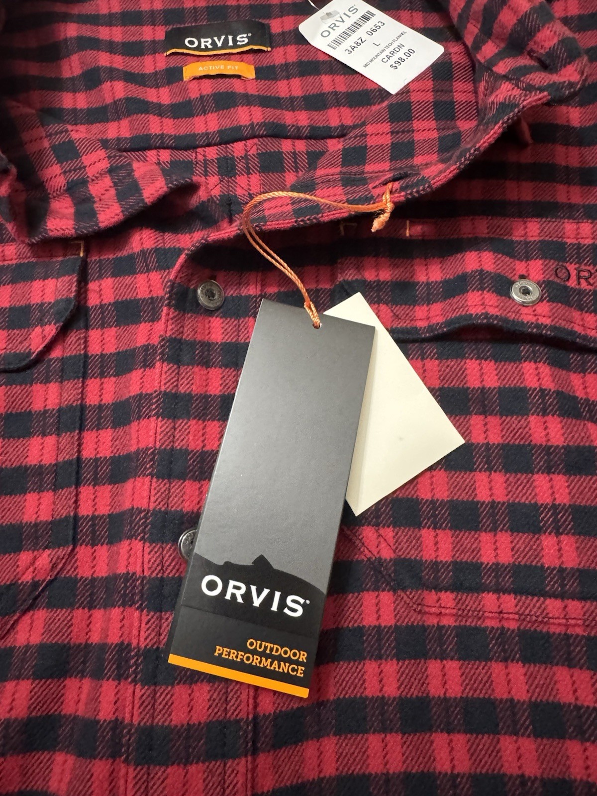 Orvis Red And Black Buffalo Plaid Heavyweight Outdoor Shirt Size L New