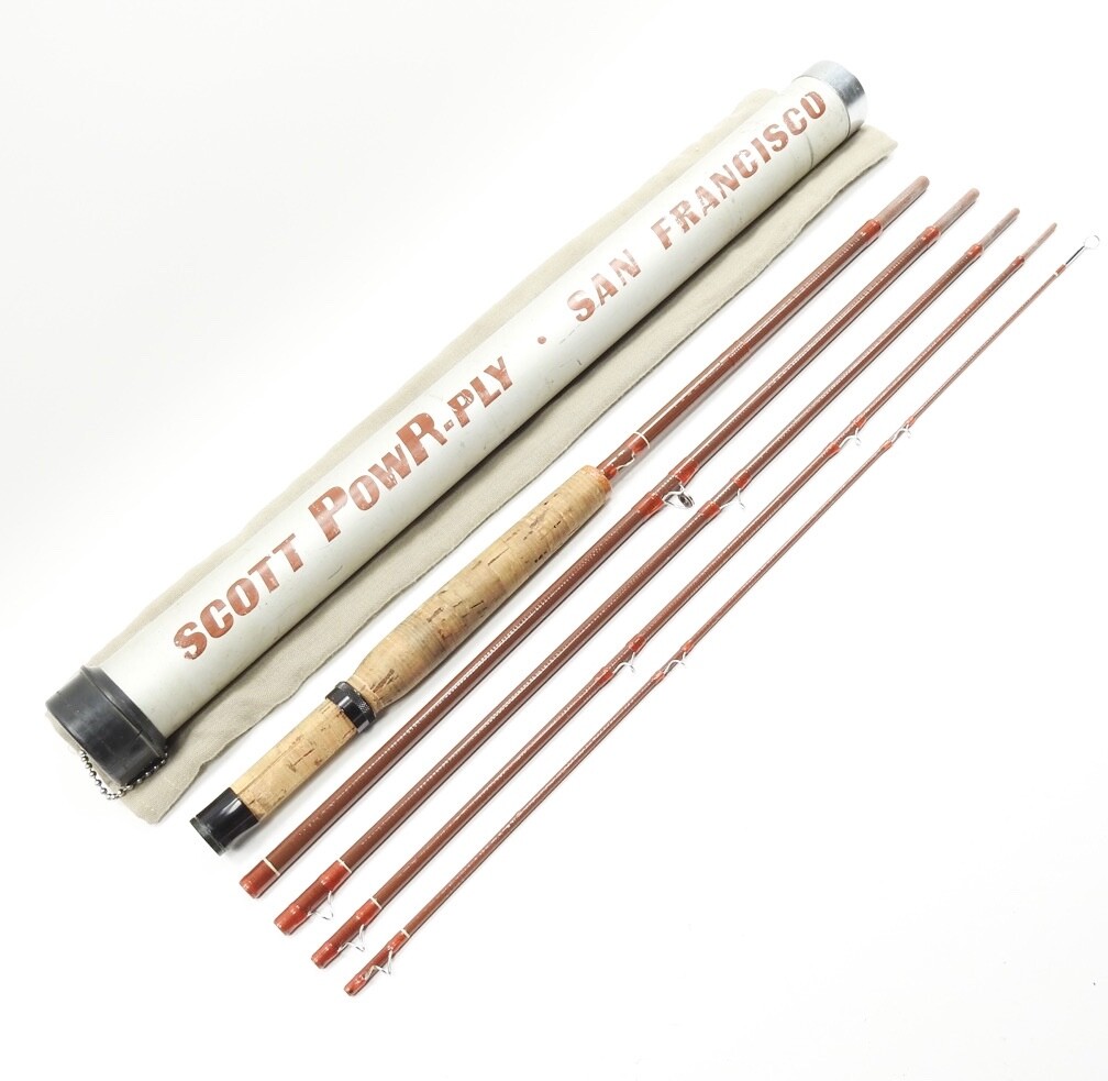 Scott Powr-Ply Fiberglass Fly Rod. 7’ 6” 5wt. F-75. 5-Piece. W/ Tube and Sock.