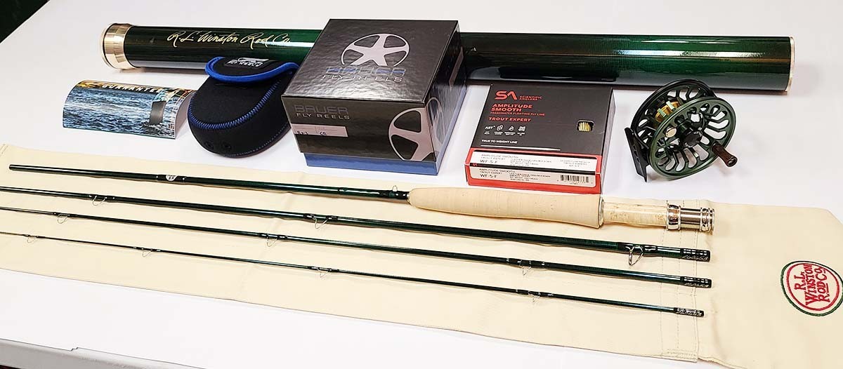 NEW $1700 WINSTON PURE 2 9’0″ #5 WT. FLY ROD +BAUER RX-2 GREEN REEL +LINE OUTFIT