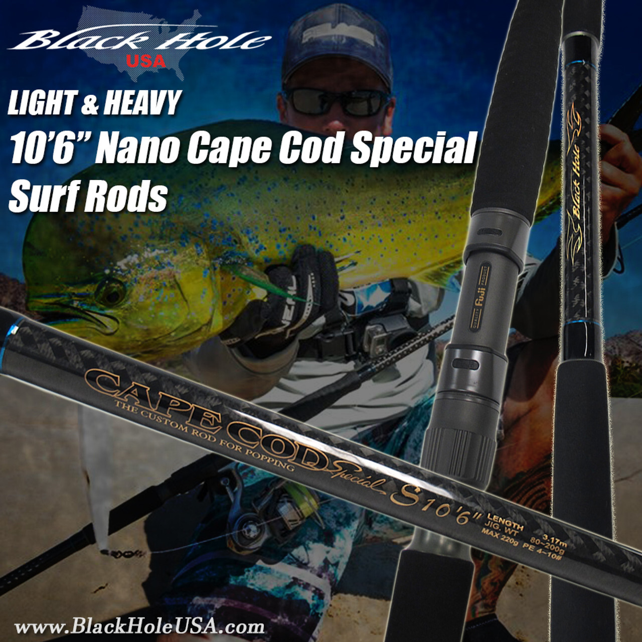 Black Hole Cape Cod 10’6″ Nano Light Surf Spinning Rod