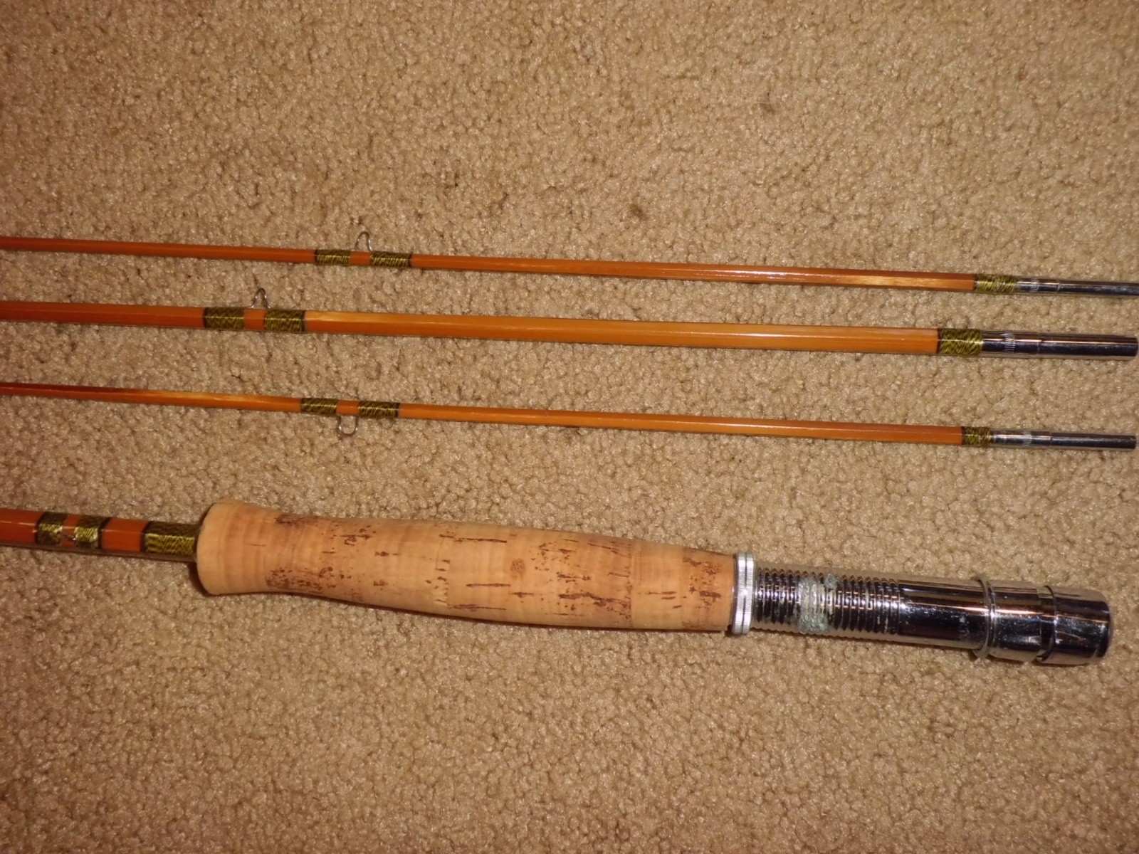 Vintage ANGEL FISH BRAND Split Bamboo Fly 8′ Rod made in Japan w/ 2 tips