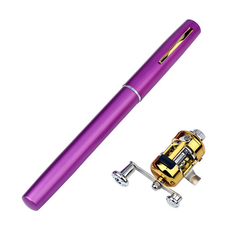 Mini Portable Pocket Fish Pen Shape Aluminum Alloy Fishing Rod Pole Reel NEW