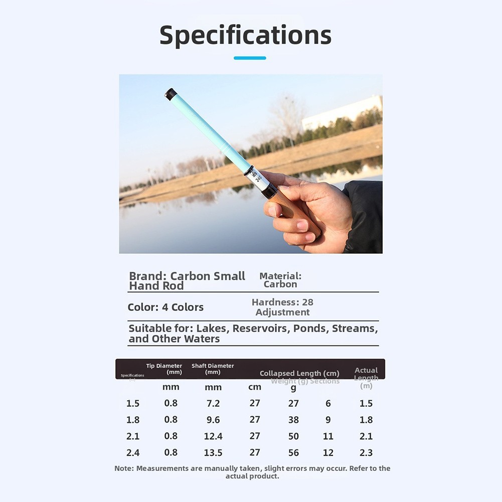 Carbon Fiber Stream Rod Lightweight 1.2m to 2.4m 27cm Collapsible Fishing Rod