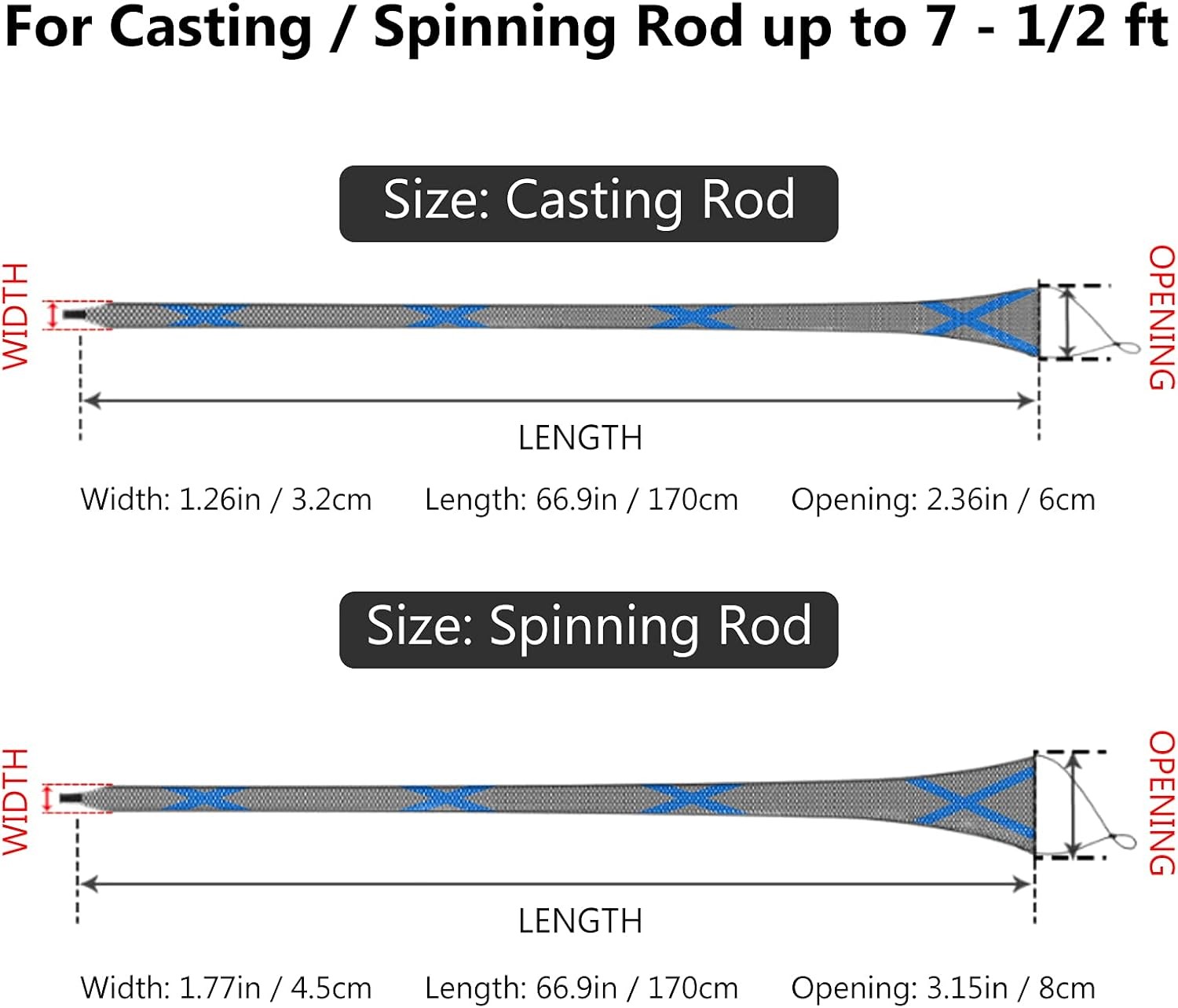 BASSDASH Casting For Rod up to 7-1/2 ft, Black & Blue – 2pcs