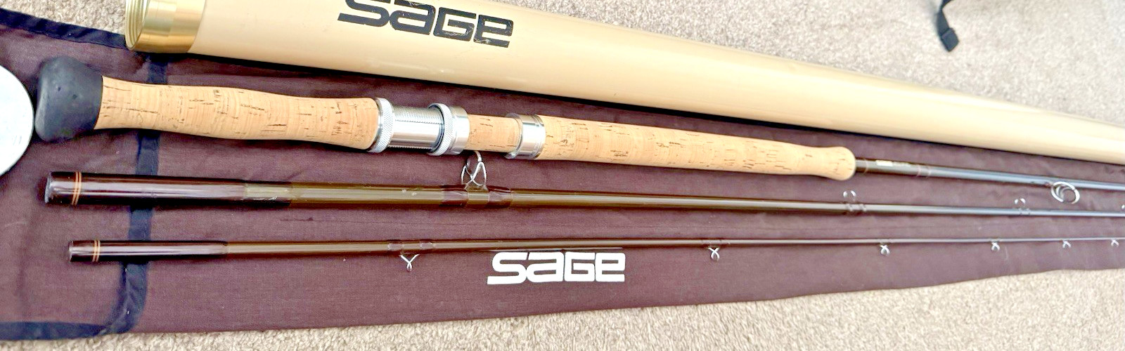 14 Foot SAGE GFL Graphite DH Salmon 3 Piece # 10 Spey Fly Rod & Travel Tube