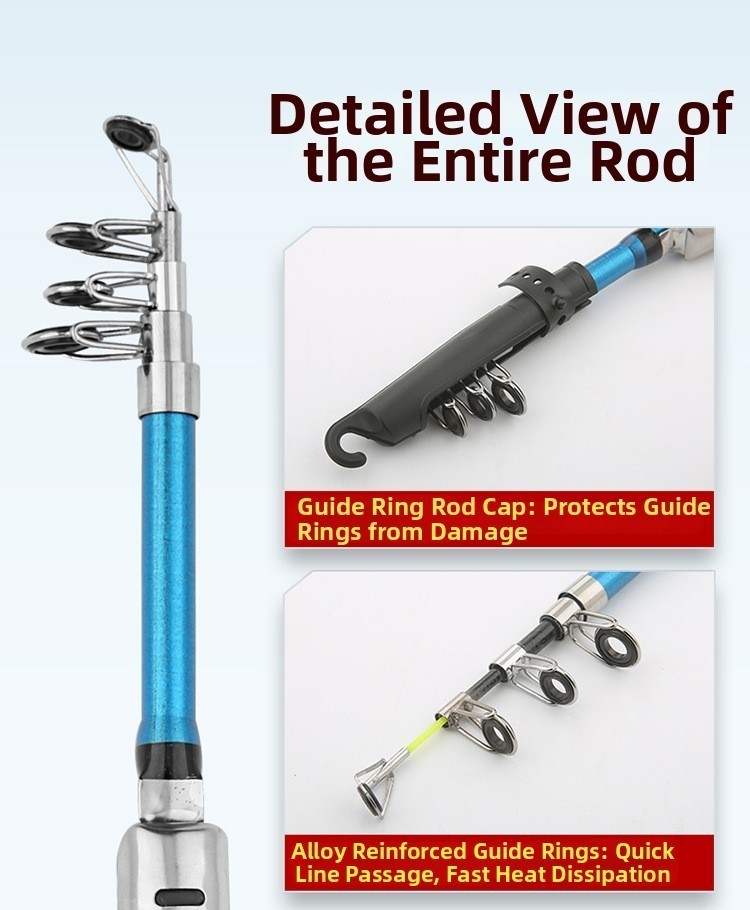 Telescopic Fishing Rod for Anglers 5 Sections 31cm Collapsed Fiberglass
