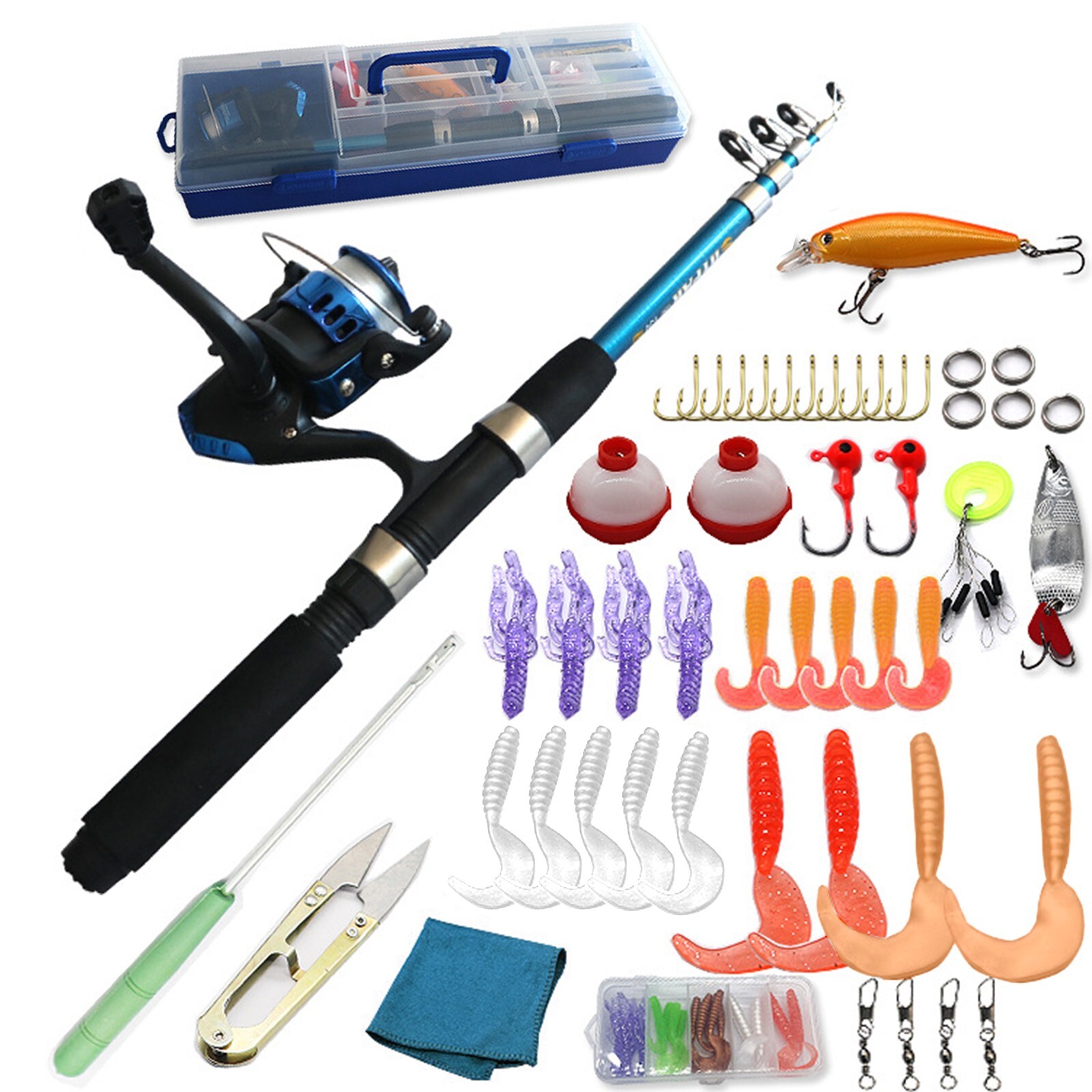 Kids Fishing Rod kit:4.92ft telescopic Pole, Gear, Lures, and durable tool box