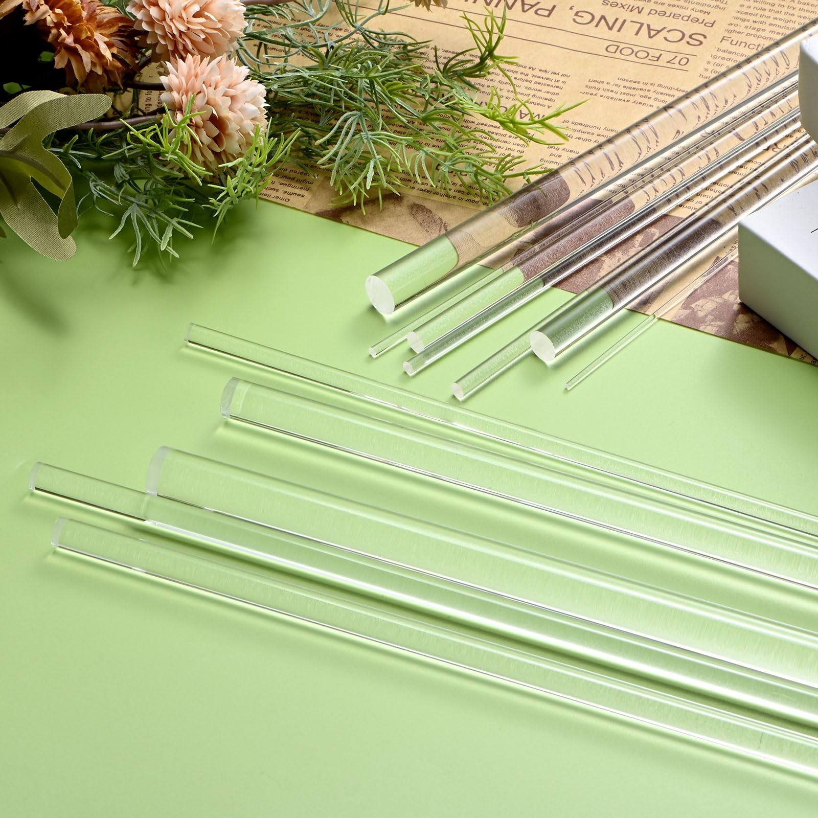 15-Pack Acrylic Round Rods, 11.81 x 0.24 Inch/ 300 x 6 mm Clear Acrylic Dowel…