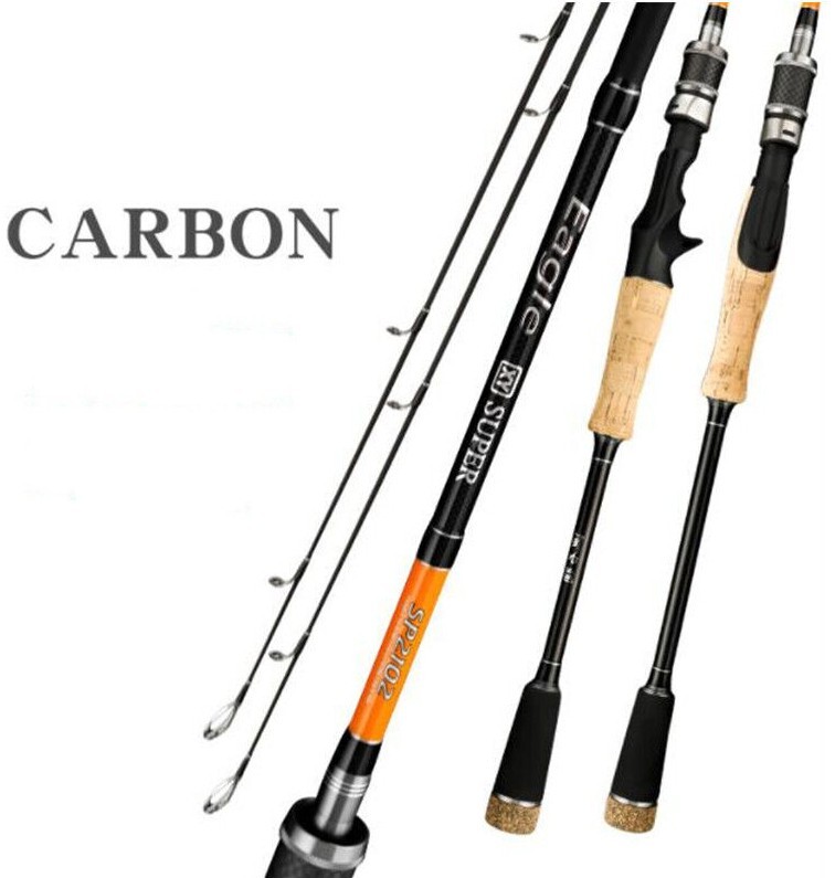 1.8M Lure Fishing Rod Spinning Casting Rods Poles 2 Tips 30T Carbon Bait 5-30g