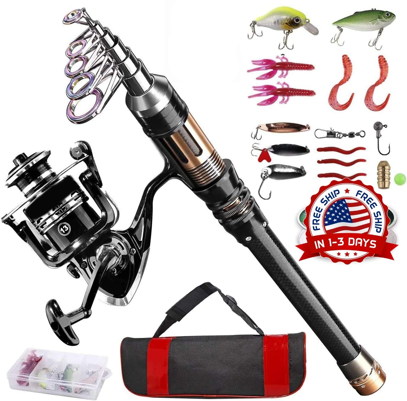 Caña De Pescar Telescópica Con Carrete Y Línea Para Pescadores, Combos De Pesca.