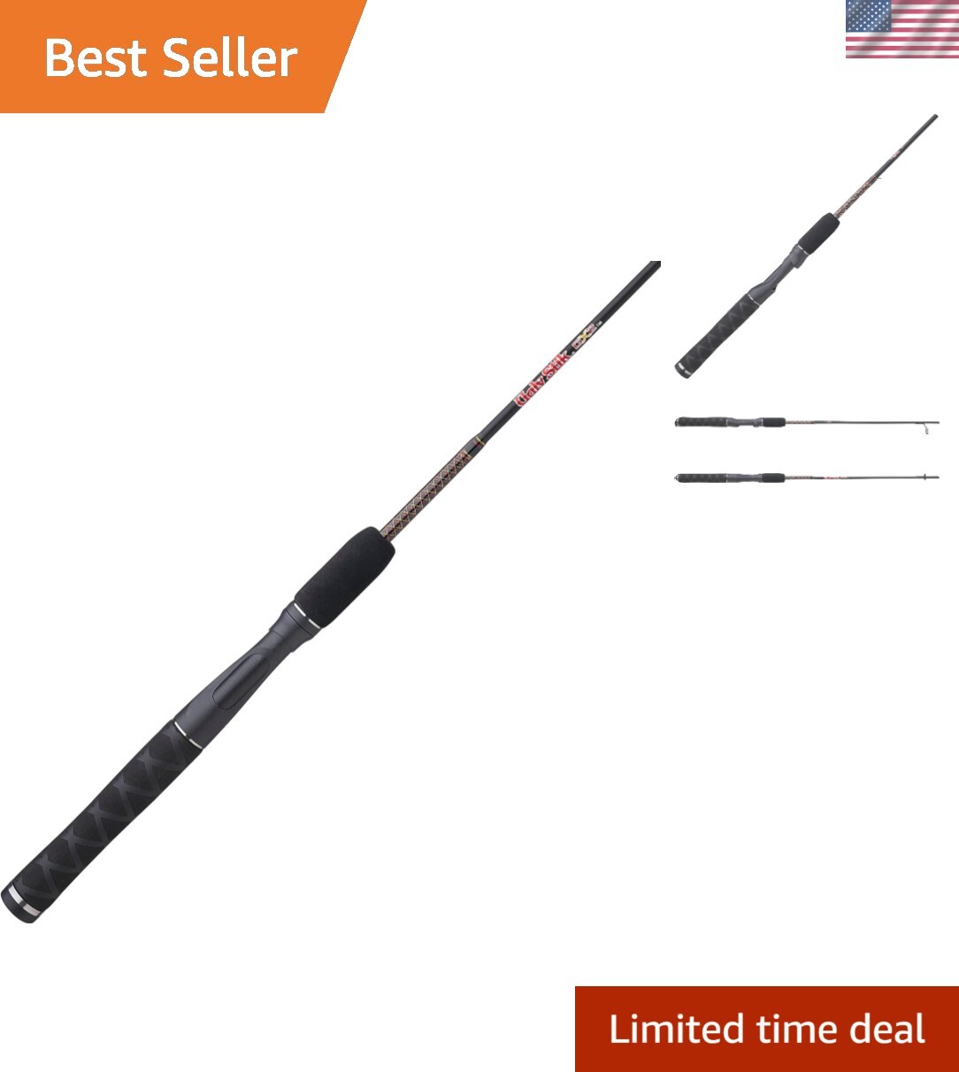 Compact 6’6” GX2 Spinning Rod with Full Grip Handle for Comfort & Control