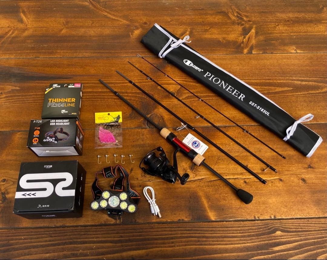 Ajing Rod Set 4-Piece Carbon Guide, 6ft/183cm, Versatile for Trout & Bass