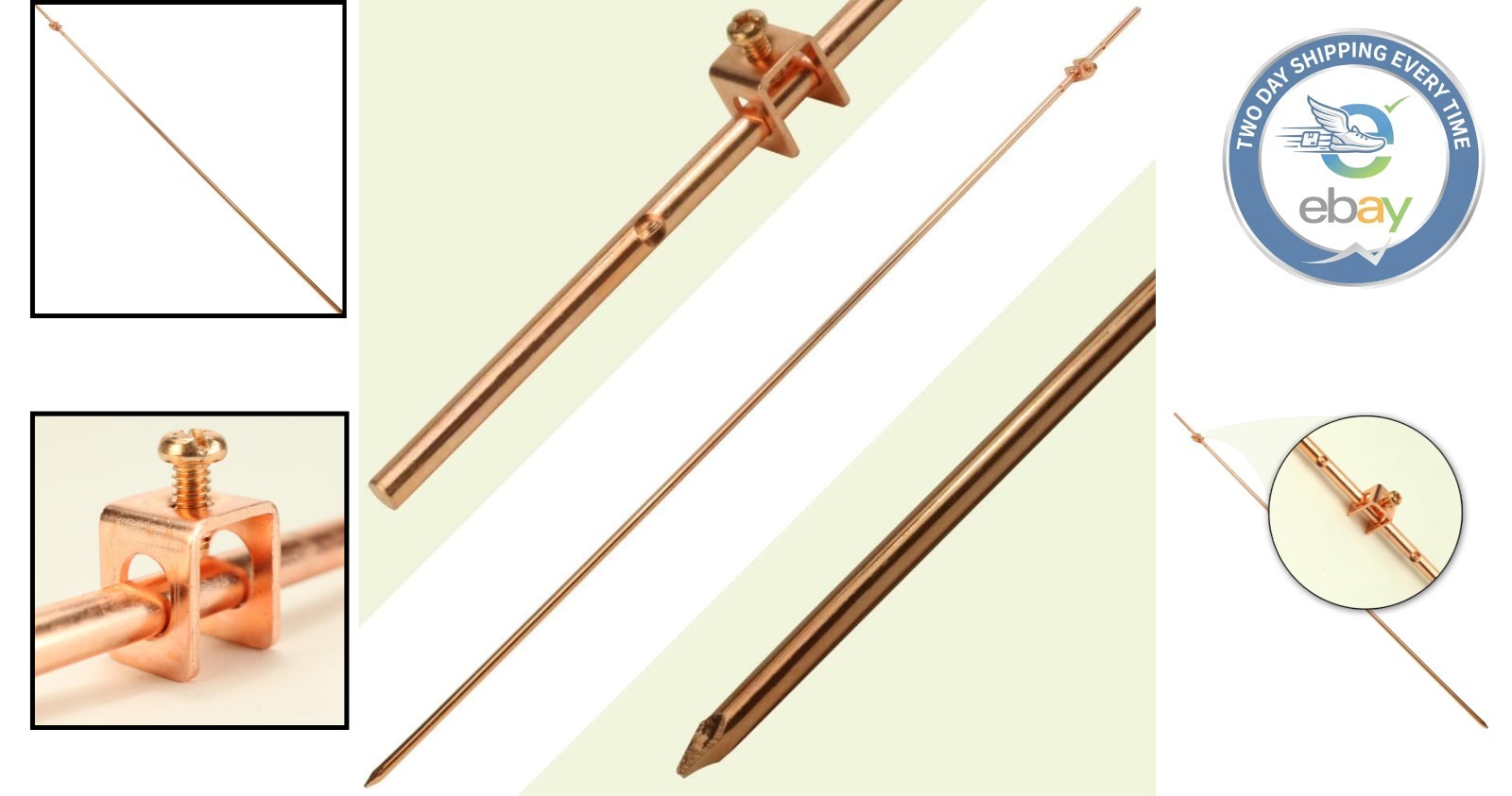 4ft Copper Grounding Rod with Wire Clamp for Maximum Lightning Protection